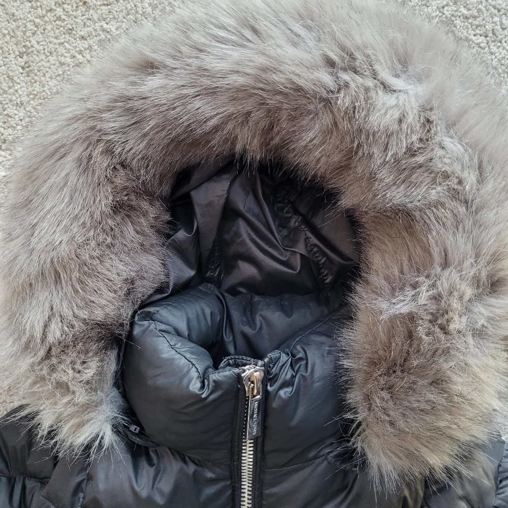Like New Chic Michael Kors Puffer Coat with Removable Faux Fur Hood Size PS